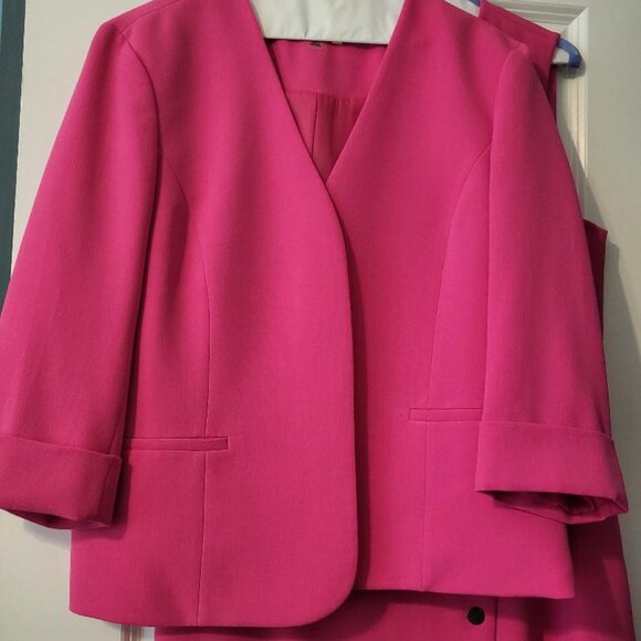 Kasper Rolled Cuff Stretch Crepe Open-Front Jacket - Picture 1 of 3